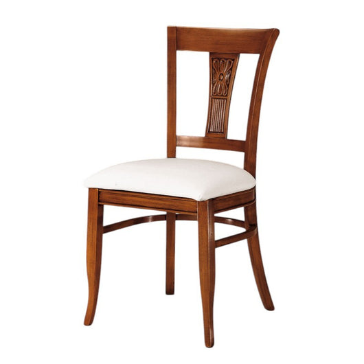 Sedia classica intagliata legno imbottita tinta noce 44x53x93 - Mobili 2G