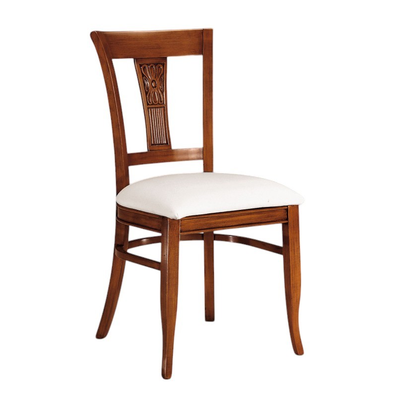 Sedia classica intagliata legno imbottita tinta noce 44x53x93 - Mobili 2G