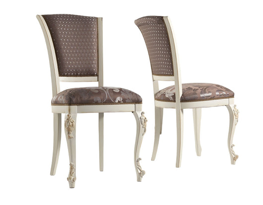 Sedia intagliata in legno imbottita laccato bianco - Mobili 2G