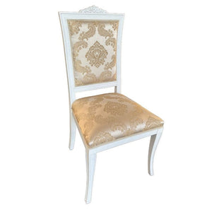 Sedia shabby legno bianco anticato imbottita beige 50x55x102 - Mobili 2G