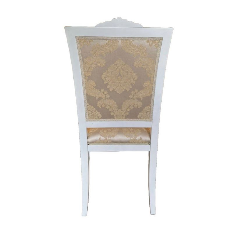 Sedia shabby legno bianco anticato imbottita beige 50x55x102 - Mobili 2G