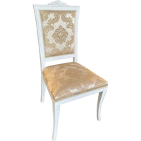 Sedia shabby legno bianco anticato imbottita beige 50x55x102 - Mobili 2G