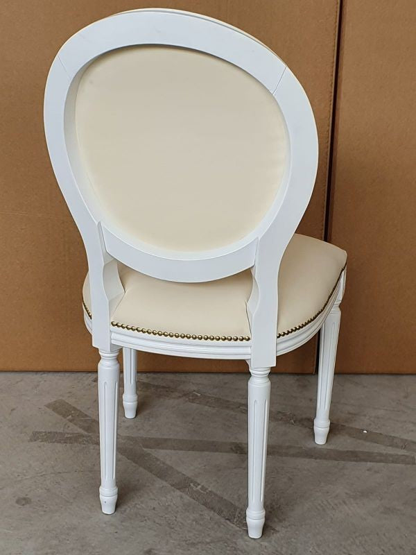 Sedia shabby legno imbottita ecopelle beige 50x47x100 - Mobili 2G