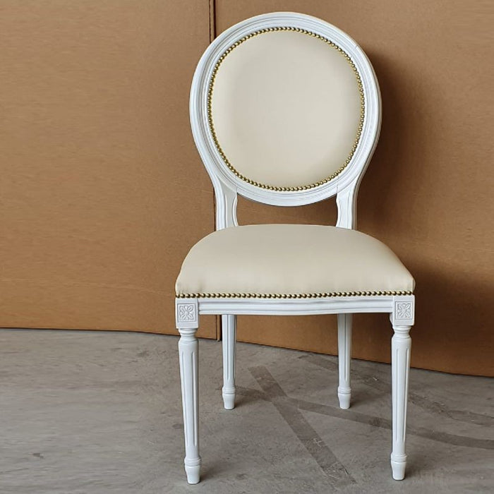 Sedia shabby legno imbottita ecopelle beige 50x47x100 - Mobili 2G