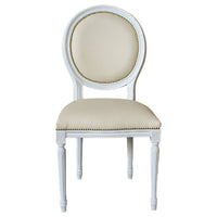 Sedia shabby legno imbottita ecopelle beige 50x47x100 - Mobili 2G