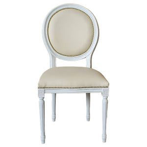 Sedia shabby legno imbottita ecopelle beige 50x47x100 - Mobili 2G