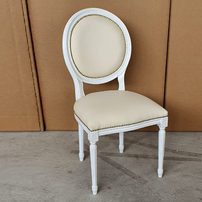 Sedia shabby legno imbottita ecopelle beige 50x47x100 - Mobili 2G