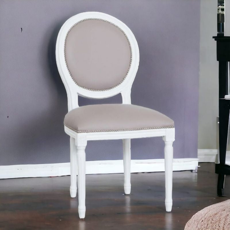 Sedia shabby legno imbottita ecopelle tortora 50x47x100 - Mobili 2G