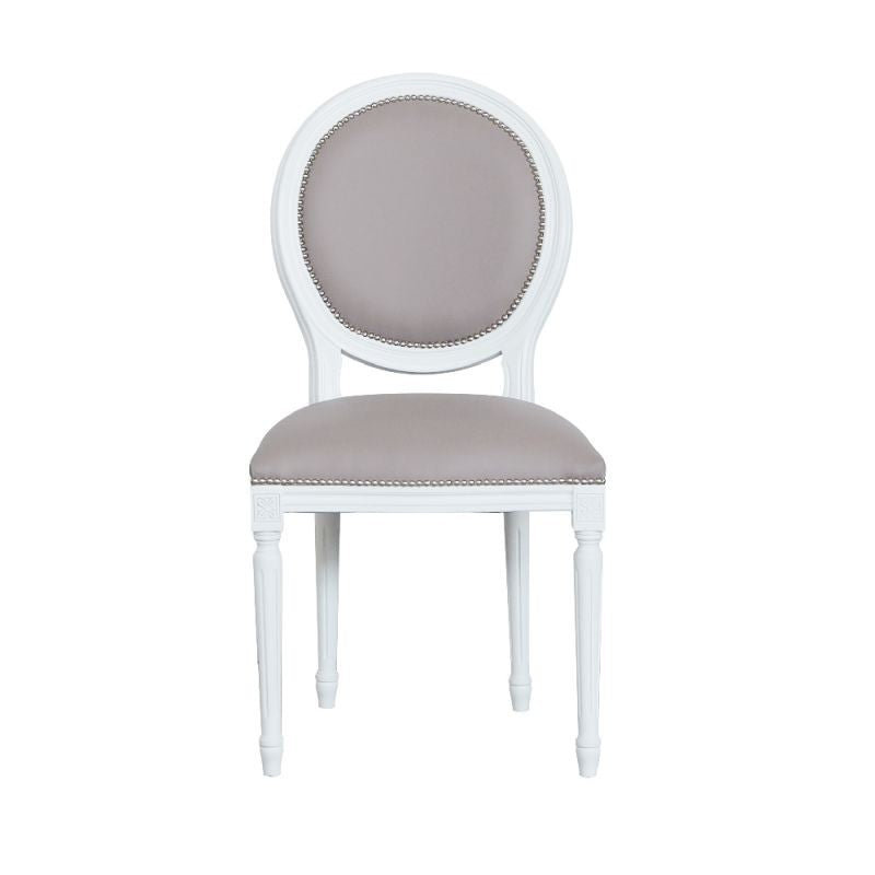 Sedia shabby legno imbottita ecopelle tortora 50x47x100 - Mobili 2G