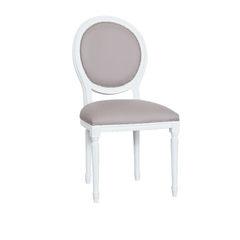 Sedia shabby legno imbottita ecopelle tortora 50x47x100 - Mobili 2G