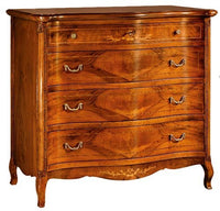 Set 1 cassettiera 2 comodini classici legno intarsio tinta noce