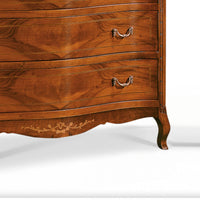 Set 1 cassettiera 2 comodini classici legno intarsio tinta noce