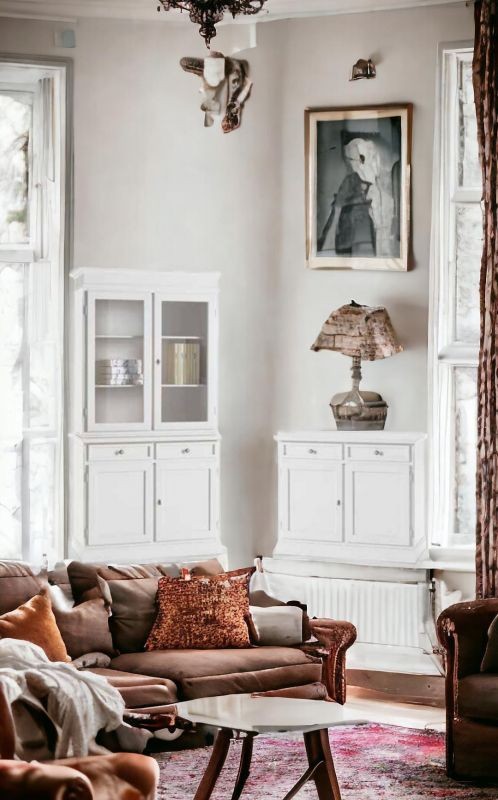 Set 1 cristalliera 1 credenza classica legno shabby chic bianco opaco - Mobili 2G