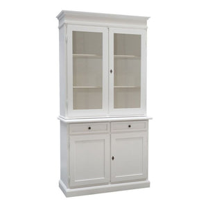 Set 1 cristalliera 1 credenza classica legno shabby chic bianco opaco - Mobili 2G