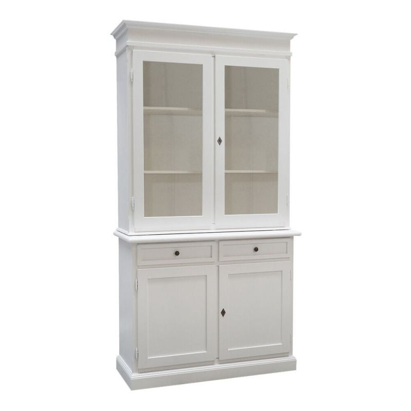 Set 1 cristalliera 1 credenza classica legno shabby chic bianco opaco - Mobili 2G