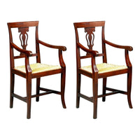 Set 2 capotavola a lira in legno tinta noce seduta paglia - Mobili 2G