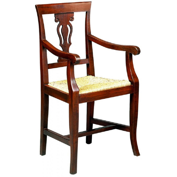 Set 2 capotavola a lira in legno tinta noce seduta paglia - Mobili 2G