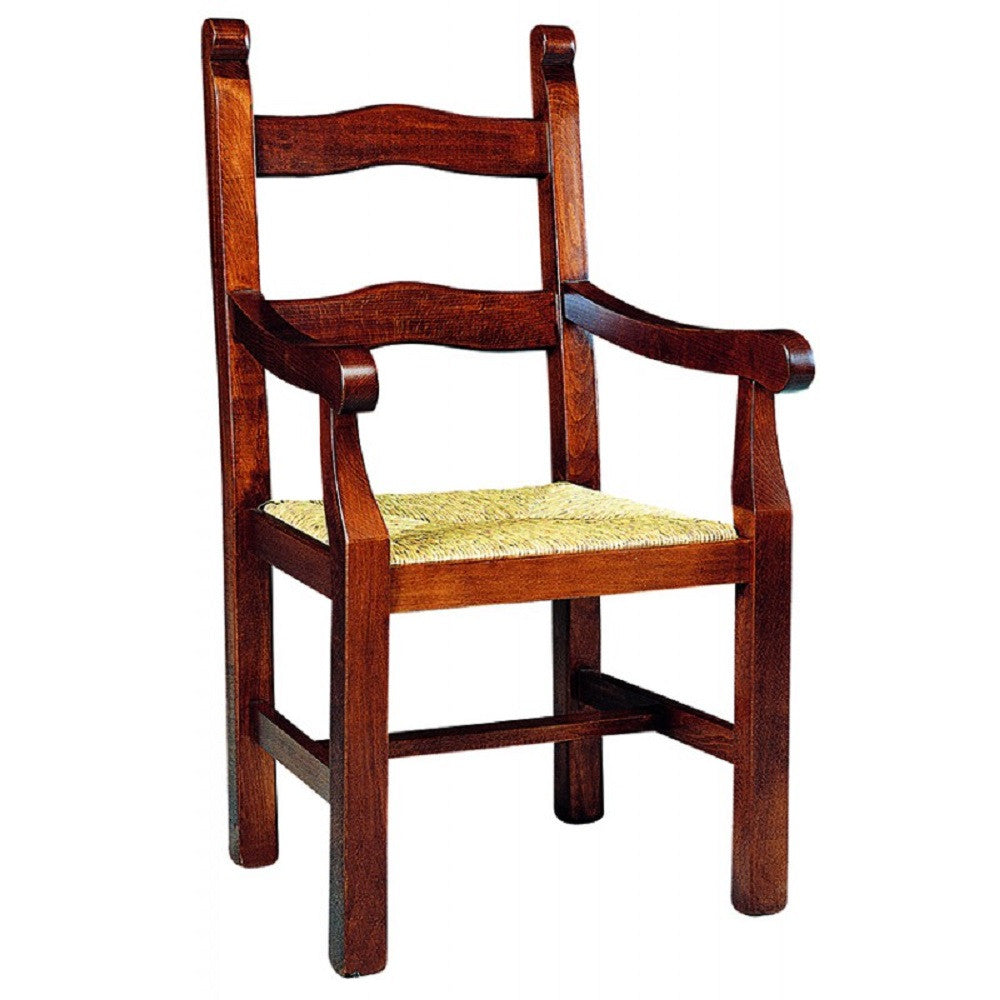 Set 2 capotavola rustico in legno tinta noce seduta paglia - Mobili 2G