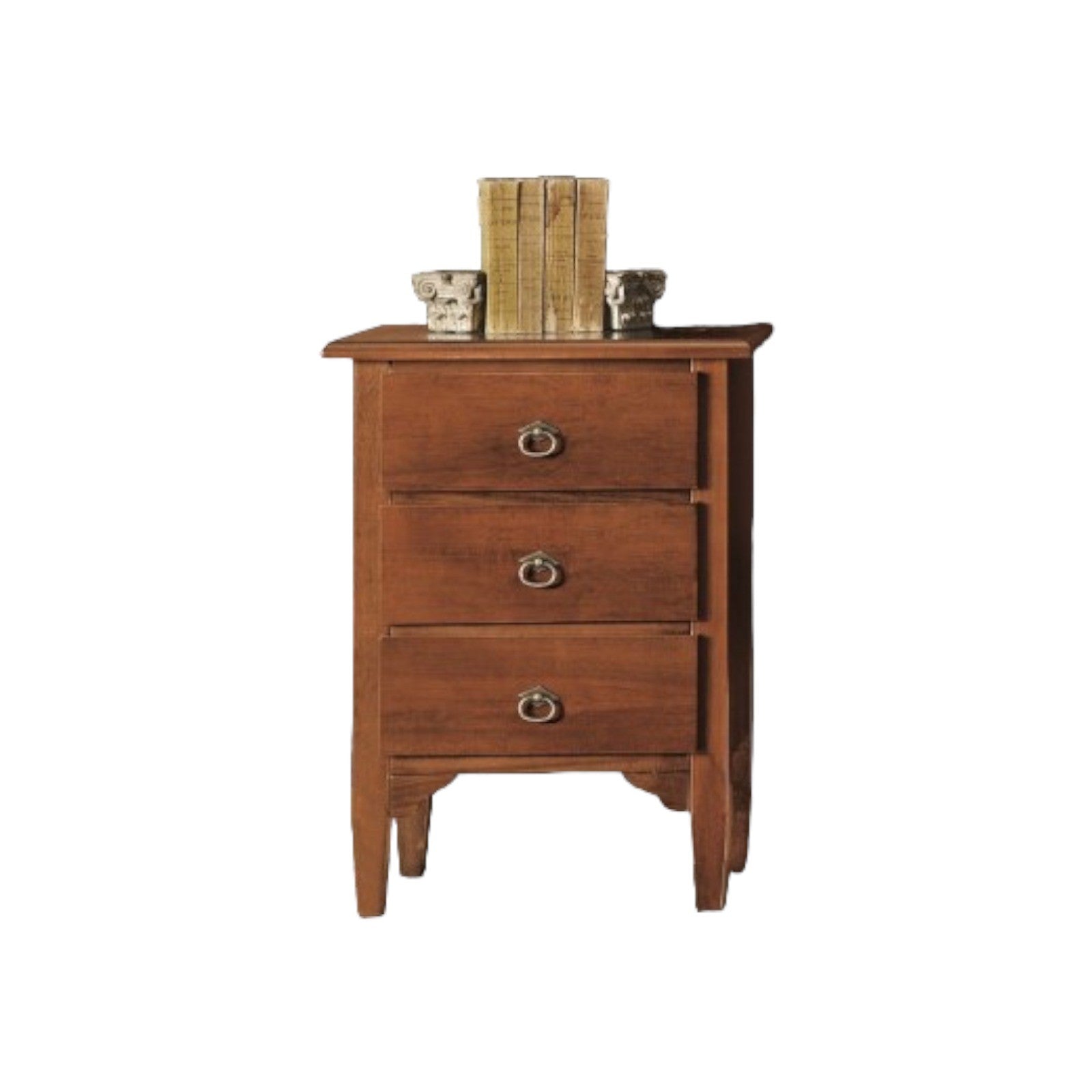 Set 2 comodini in legno 3 cassetti tinta noce