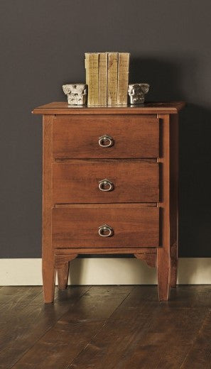 Set 2 comodini in legno 3 cassetti tinta noce