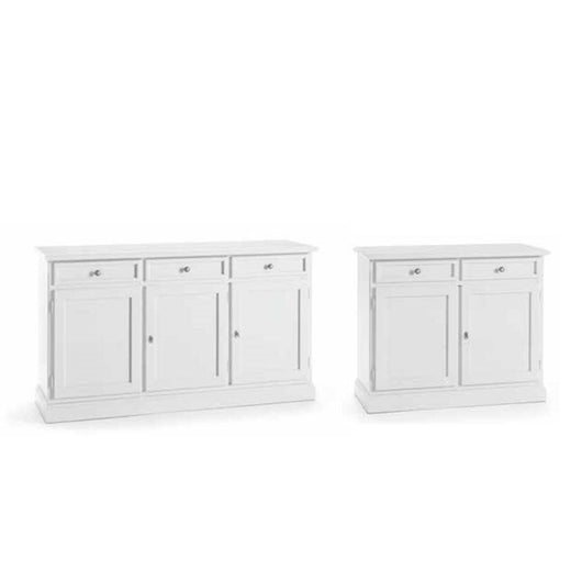 Set 2 credenze classiche legno shabby chic bianco opaco - Mobili 2G
