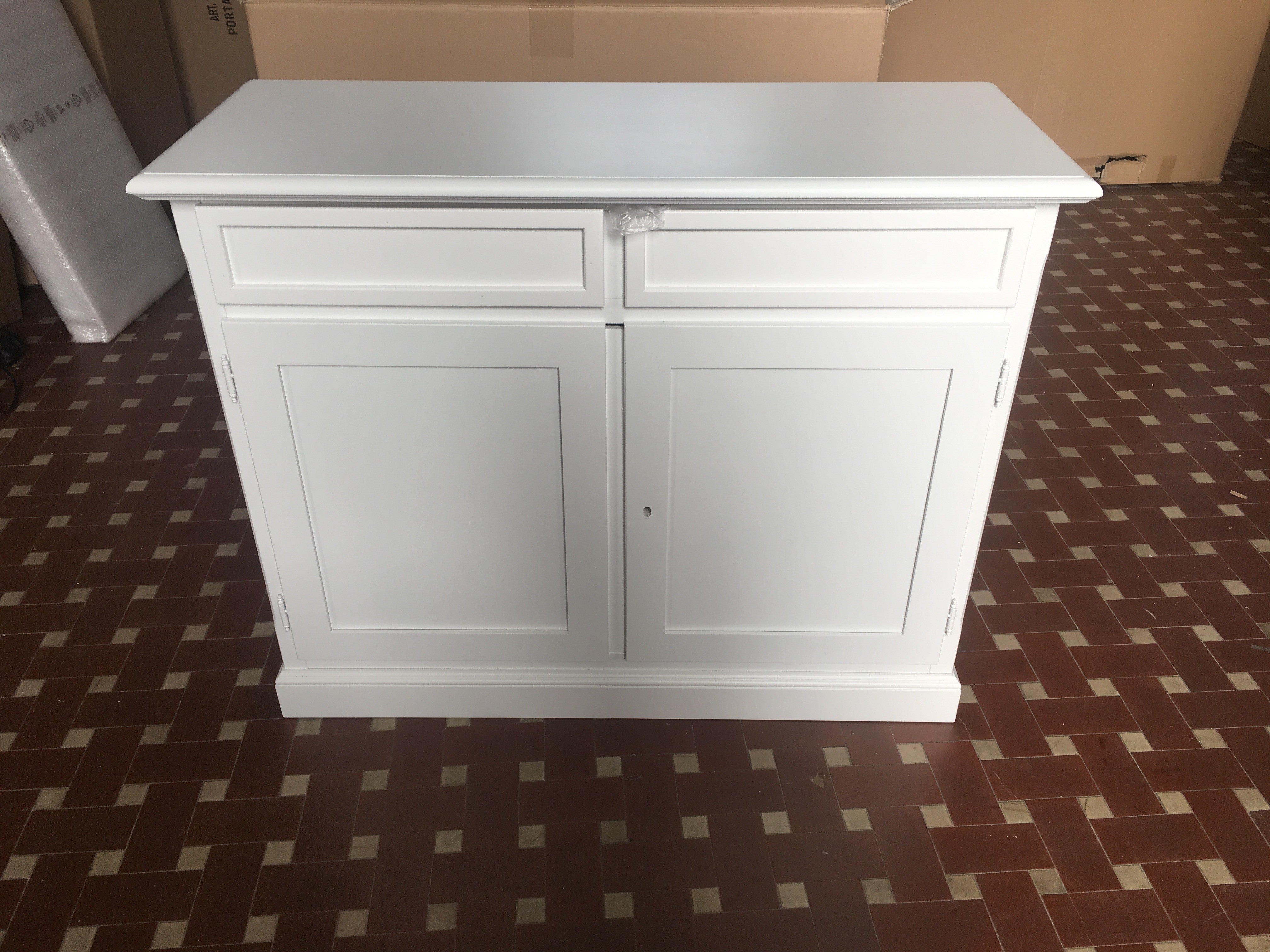 Set 2 credenze classiche legno shabby chic bianco opaco - Mobili 2G