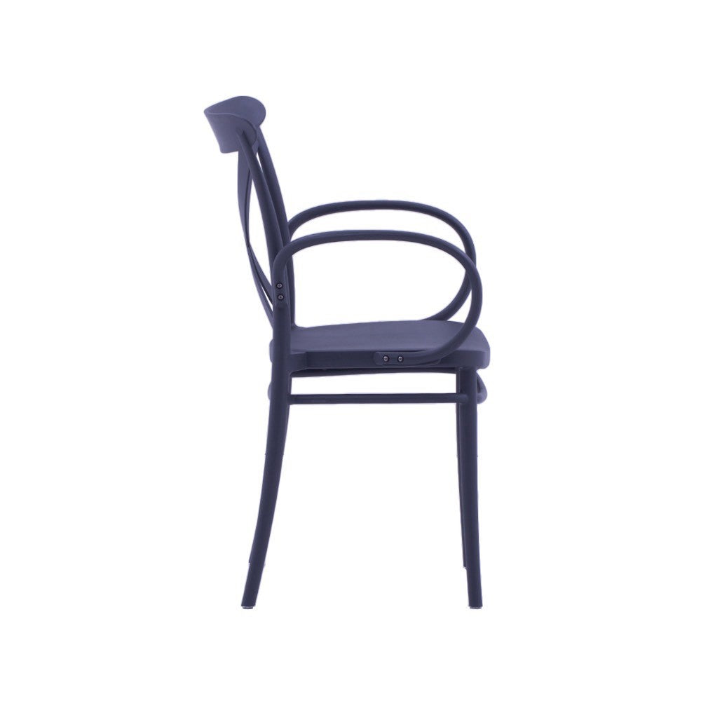 Set 2 poltrone polipropilene con braccioli antracite 57x52x85 - Mobili 2G