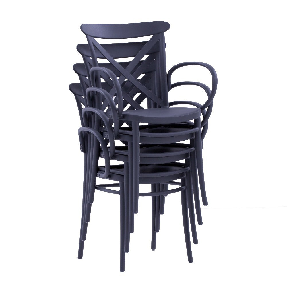 Set 2 poltrone polipropilene con braccioli antracite 57x52x85 - Mobili 2G