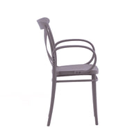 Set 2 poltrone polipropilene con braccioli tortora 57x52x85 - Mobili 2G