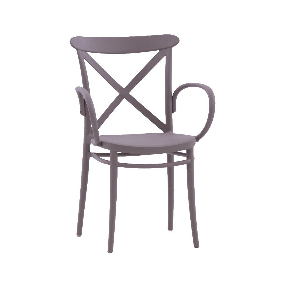 Set 2 poltrone polipropilene con braccioli tortora 57x52x85 - Mobili 2G