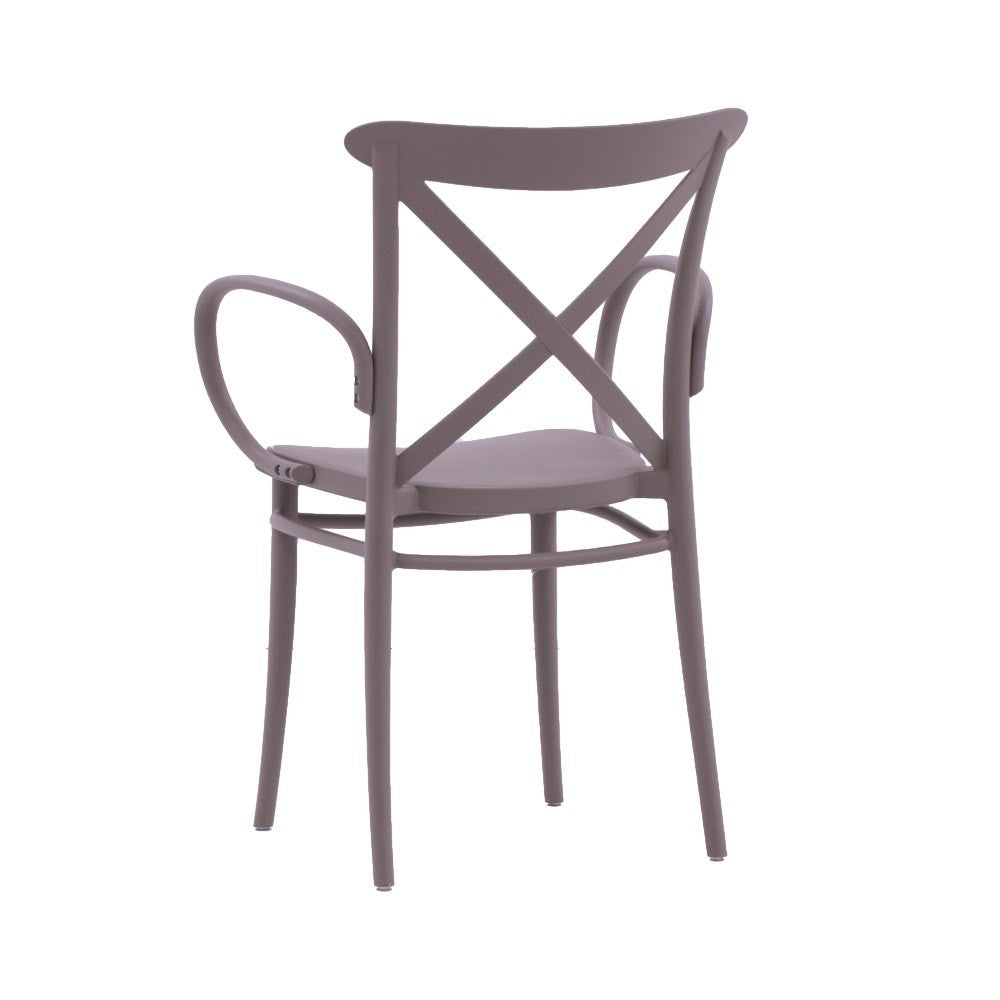 Set 2 poltrone polipropilene con braccioli tortora 57x52x85 - Mobili 2G