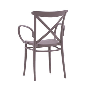 Set 2 poltrone polipropilene con braccioli tortora 57x52x85 - Mobili 2G