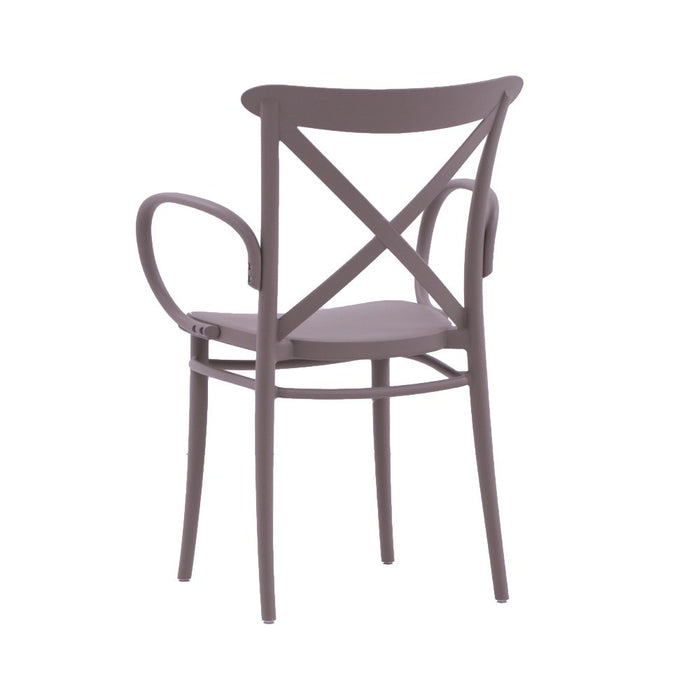 Set 2 poltrone polipropilene con braccioli tortora 57x52x85 - Mobili 2G