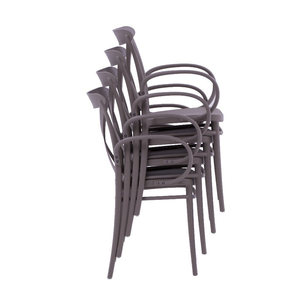 Set 2 poltrone polipropilene con braccioli tortora 57x52x85 - Mobili 2G