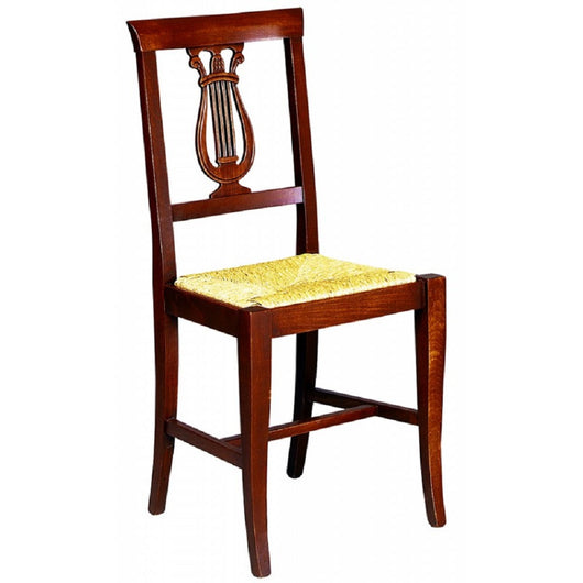 Set 2 sedie a lira in legno tinta noce scuro seduta paglia - Mobili 2G