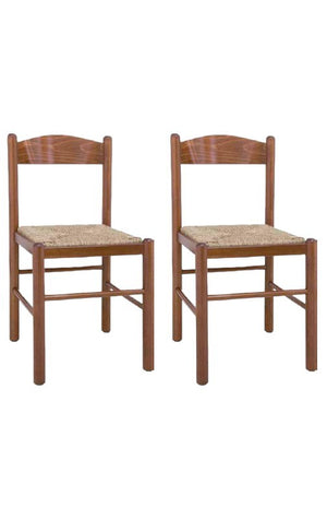 Set 2 sedie arte povera legno bassano seduta paglia 43x43x83 - Mobili 2G