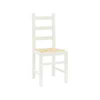 Set 2 sedie arte povera legno bianco seduta paglia 50x47x90 - Mobili 2G