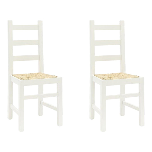 Set 2 sedie arte povera legno bianco seduta paglia 50x47x90 - Mobili 2G
