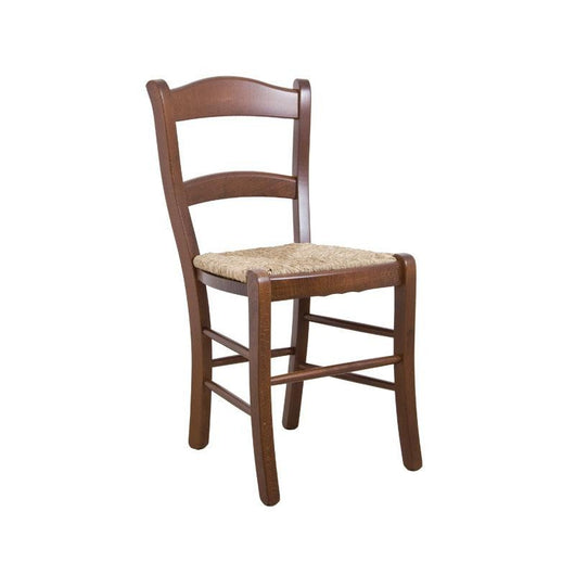 Set 2 sedie arte povera legno massiccio tinta noce seduta paglia 47x47x88 - Mobili 2G