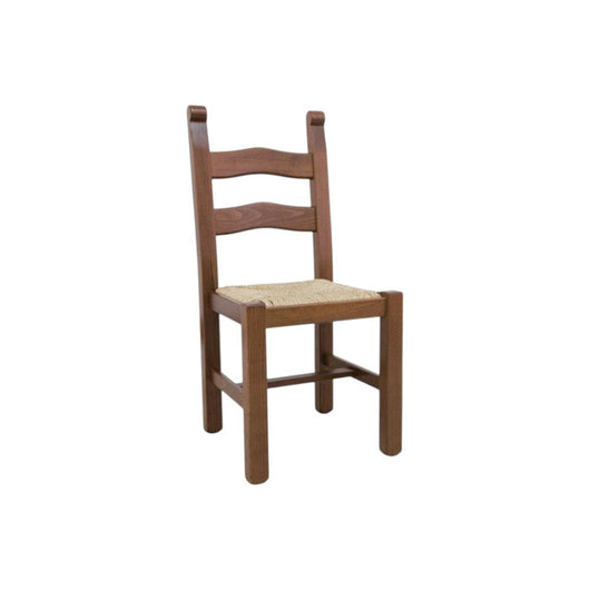 Set 2 sedie arte povera legno massiccio tinta noce seduta paglia 47x49x101 - Mobili 2G