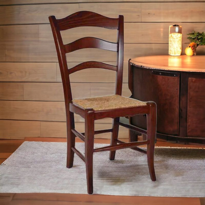 Set 2 sedie arte povera legno massiccio tinta noce seduta paglia 50x48x97 - Mobili 2G