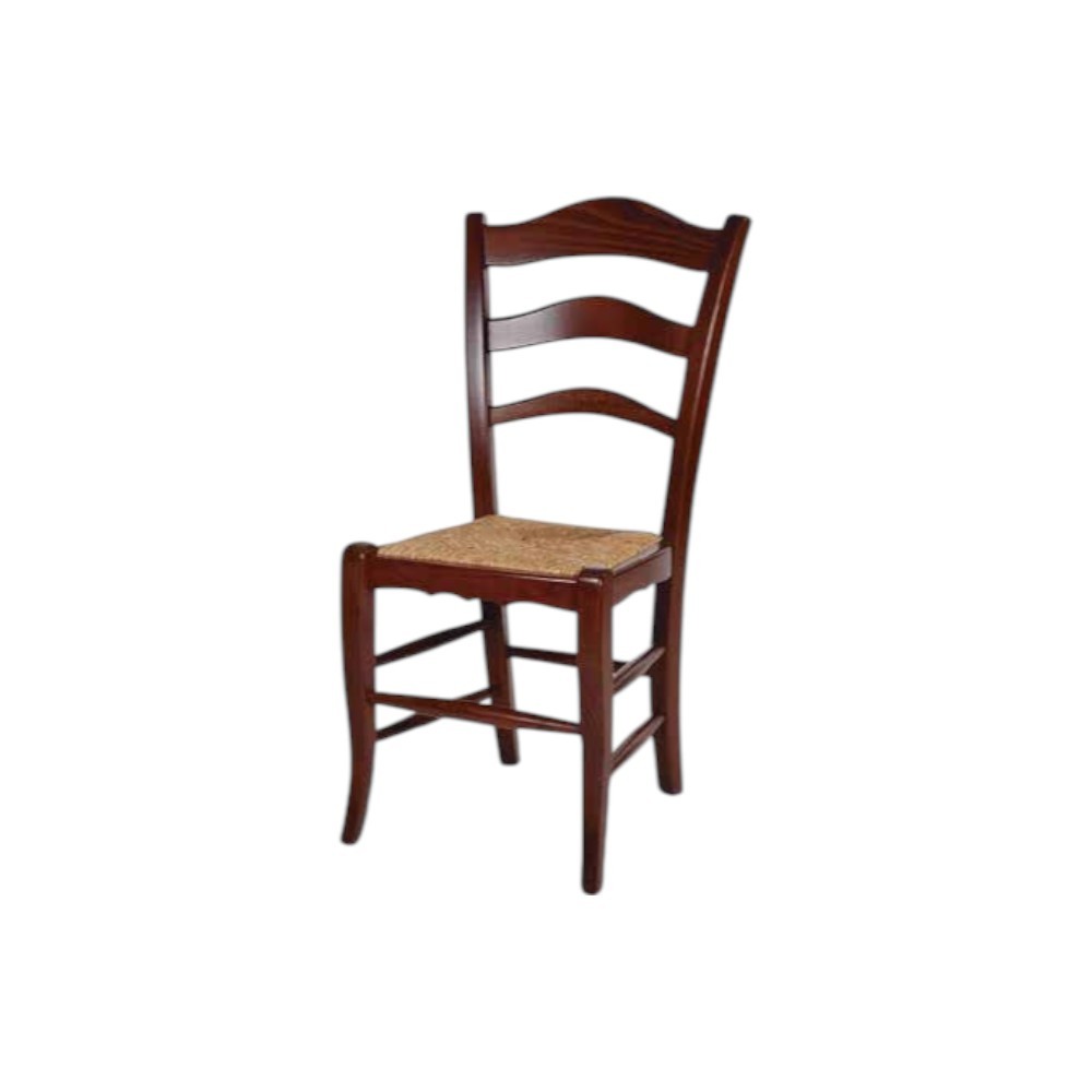 Set 2 sedie arte povera legno massiccio tinta noce seduta paglia 50x48x97 - Mobili 2G