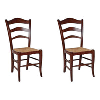 Set 2 sedie arte povera legno massiccio tinta noce seduta paglia 50x48x97 - Mobili 2G