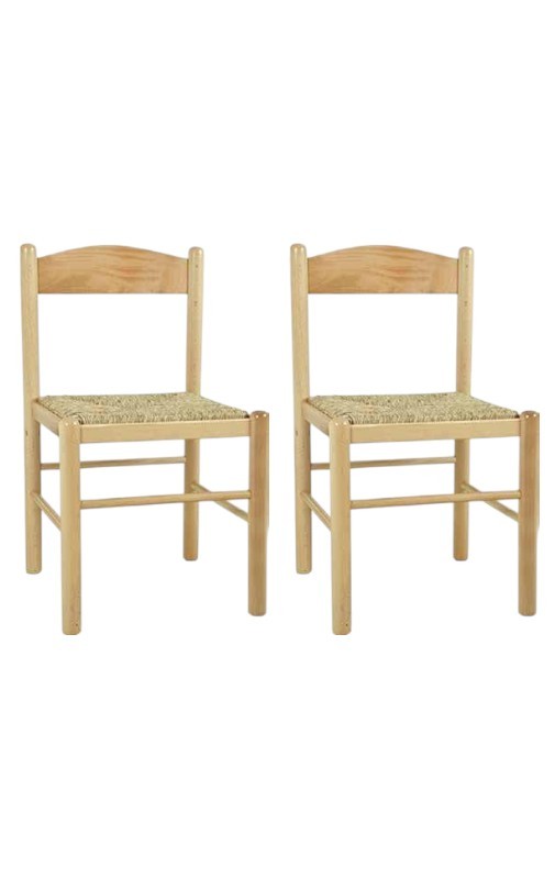 Set 2 sedie arte povera legno naturale seduta paglia 43x43x83 - Mobili 2G