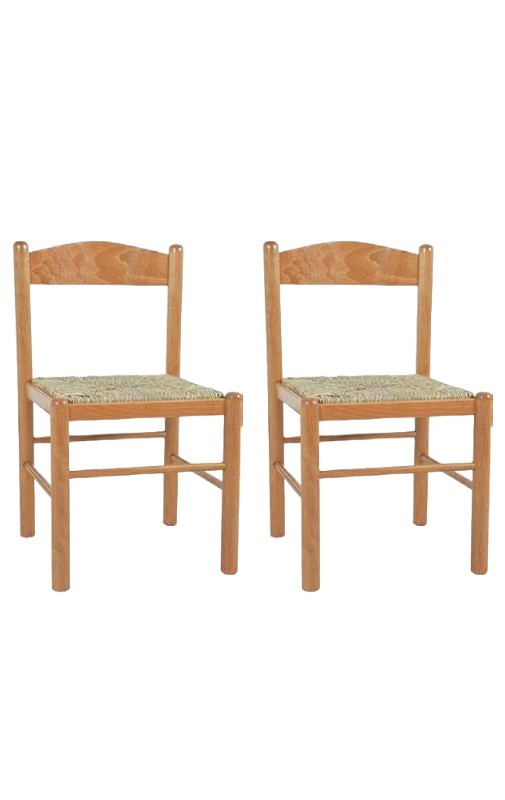 Set 2 sedie arte povera legno tinta miele seduta paglia 43x43x83 - Mobili 2G