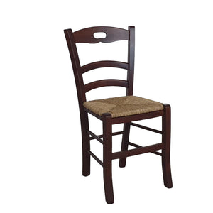 Set 2 sedie arte povera tinta noce legno/paglia (589) - Mobili 2G