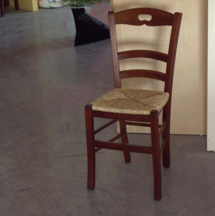 Set 2 sedie arte povera tinta noce legno/paglia (589) - Mobili 2G