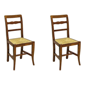 Set 2 sedie classiche in legno di noce seduta paglia - Mobili 2G
