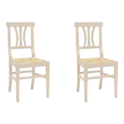 Set 2 sedie classiche legno beige seduta paglia 43x42x90 - Mobili 2G