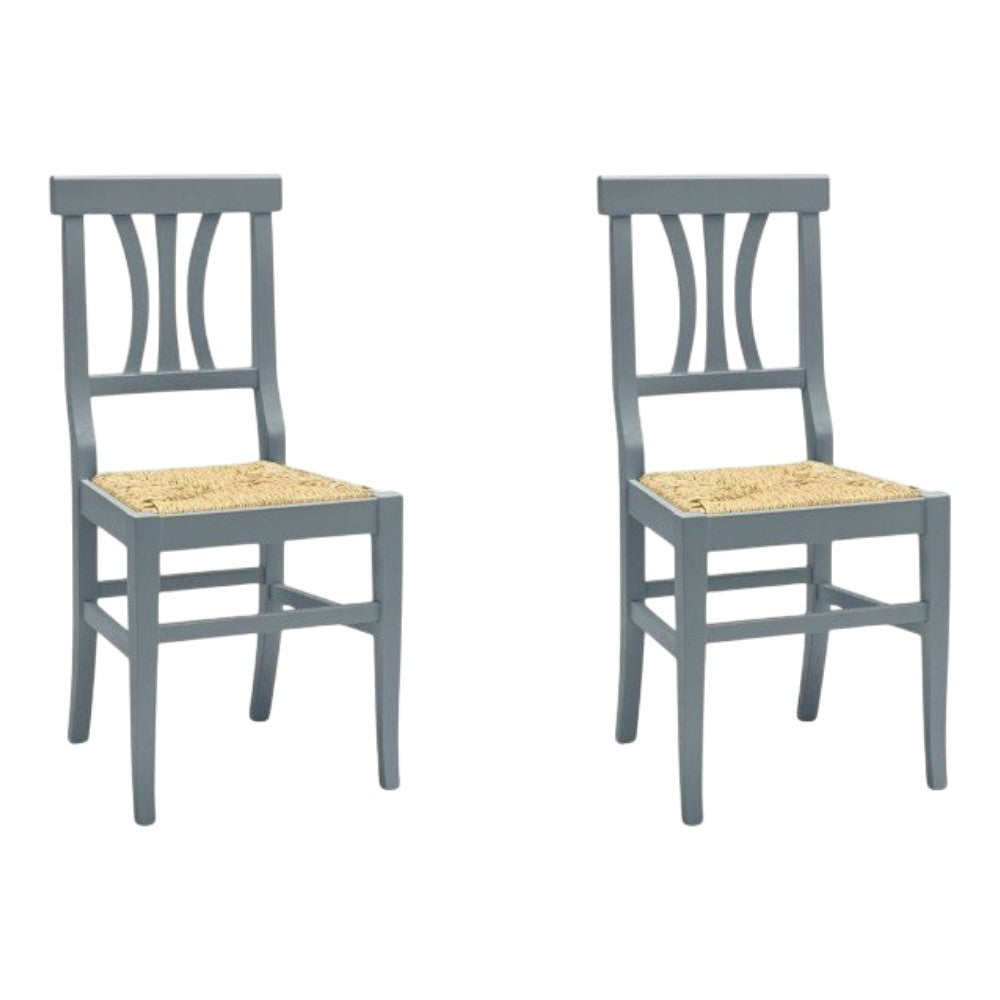 Set 2 sedie classiche legno grigio seduta paglia 43x42x90 - Mobili 2G